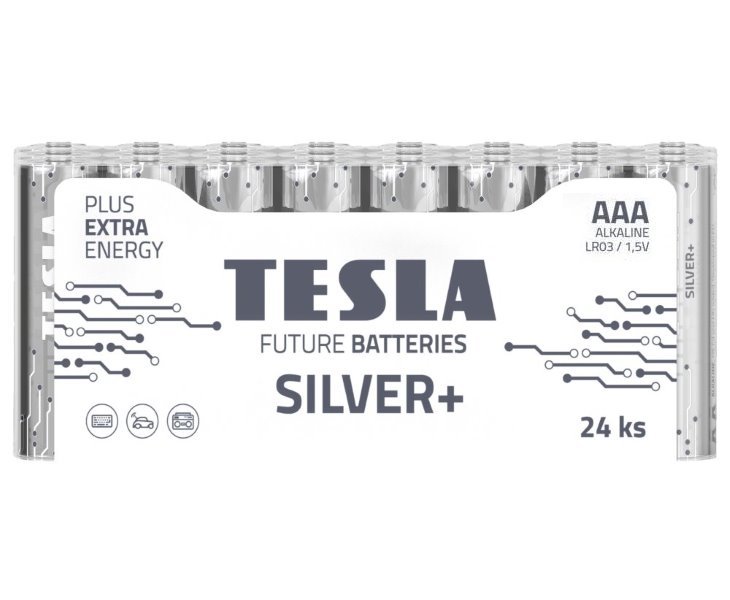 TESLA Silver+ LR03 AAA 24ks Baterie alkalická