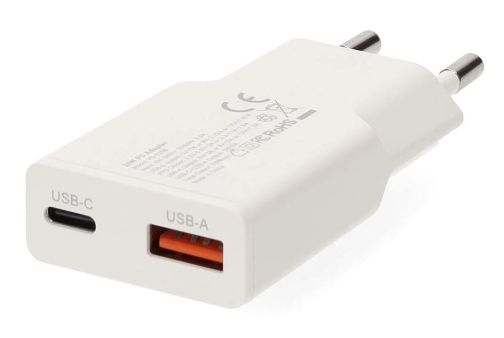 Nedis WCHA30WT adaptér 30W 1× USB-C, 1× USB bílá