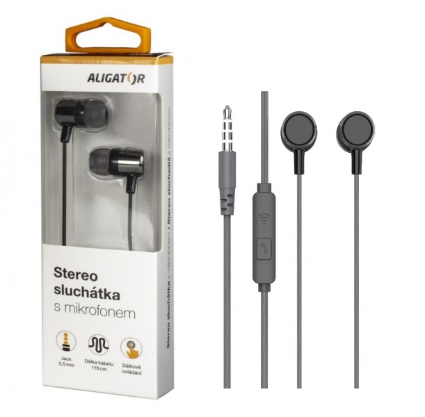 Aligator AE005BK sluchátka Strong Bass černá Jack