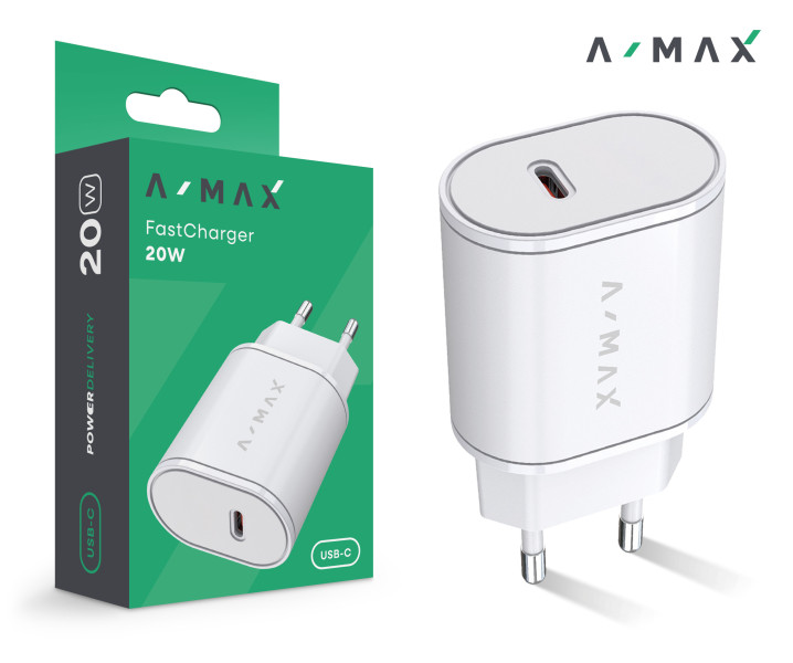 A-MAX AX0001V nabíječka 20W USB-C bílá