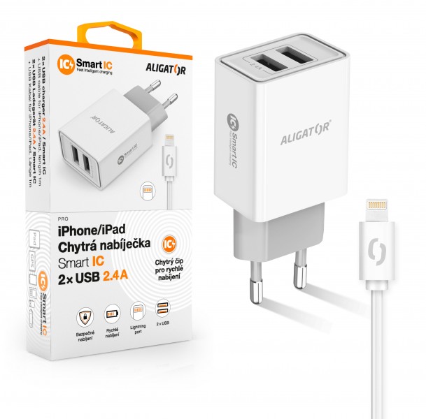 Aligator CHA0036 nabíječka 2.4A 2xUSB iPhone/iPad