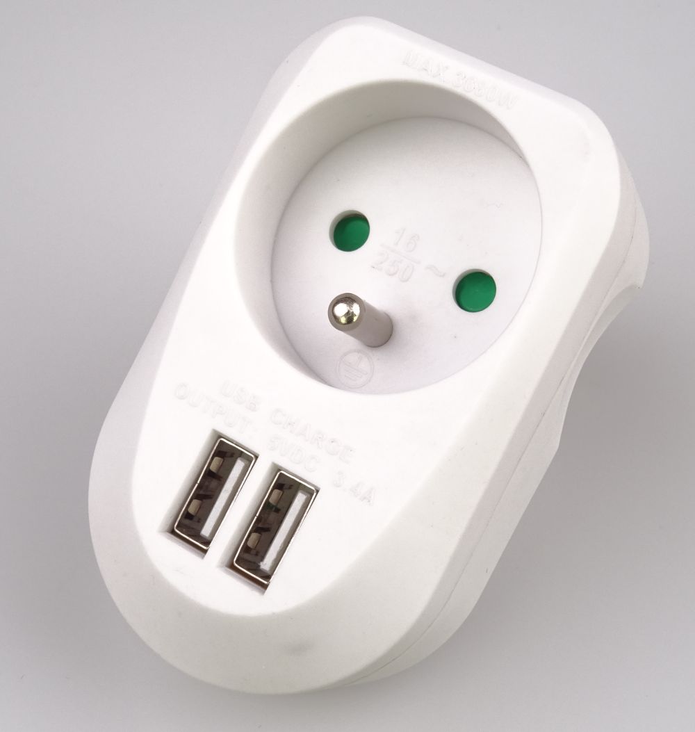 Nabíjecí adaptér 230V 2xUSB 5V maximální proud 3,4