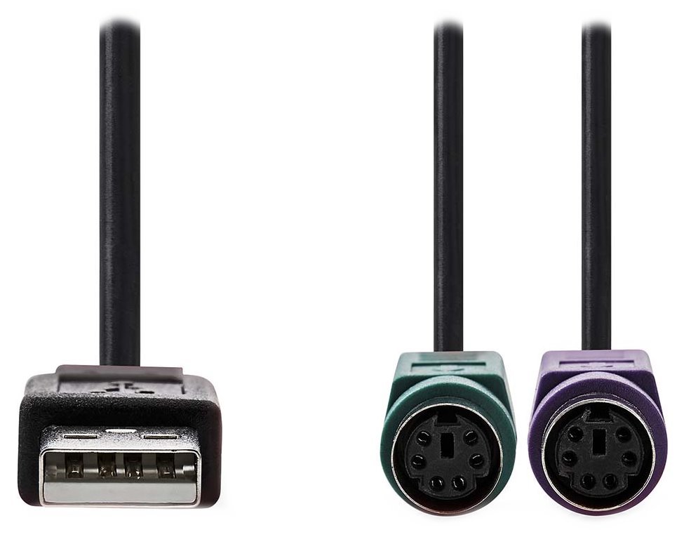 Nedis USB 2.0 na 2× PS/2 0,3m CCGB60830BK03