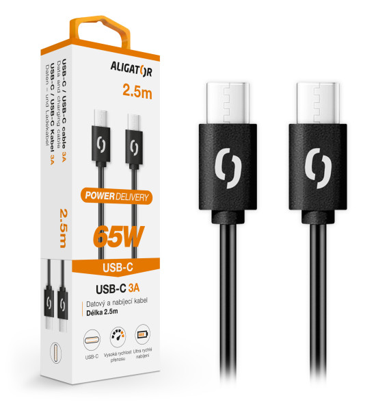 Datový kabel ALIGATOR DATKP58 USB-C/USB-C 3A, 2,5m