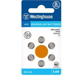 Westinghouse A13 6ks 1,4V knoflíková PR48 baterie