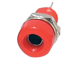 K214 zdířka panelová 4mm červená 10A