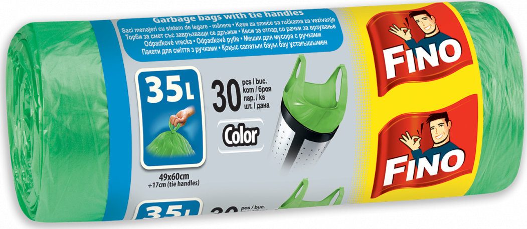 FINO HD Color pytel s uchy zelený 35 l 30 ks