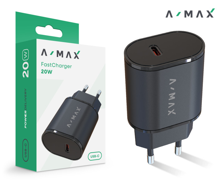 A-MAX nabíječka AX0002V, 20W USB-C černá