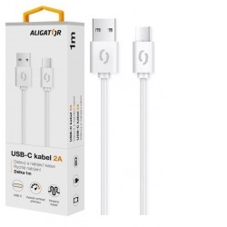 Datový kabel ALIGATOR 2A USB-C 1m, bílá DAKA006