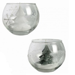 Vánoční svíčka stromek ve sklenici 10x8cm 911082
