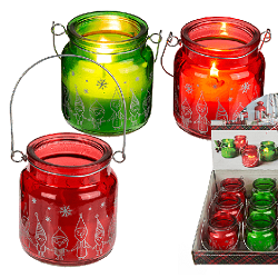 Vánoční svíčka s kovovým ouškem 6x6,5cm KG 960255