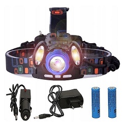 Čelovka 3W 3 LED + baterie + nabíječky T198I