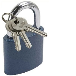 Magg 32132 modrý visací zámek 32mm + 4 klíče