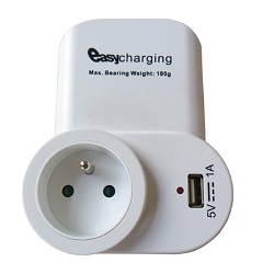 Solight DC23 USB nabíjecí adaptér s průběžnou zás.