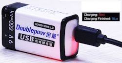 Nabíjecí baterie Li-ion 9V 650mAh 6F22, Doublepow