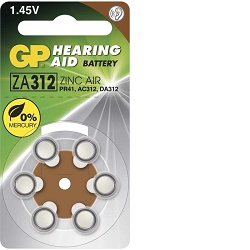 GP Baterie do naslouchadel knoflíková ZA312 6ks