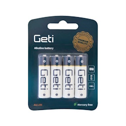 Baterie AA (LR6) alkalická GETI 1,5V Blistr 4ks